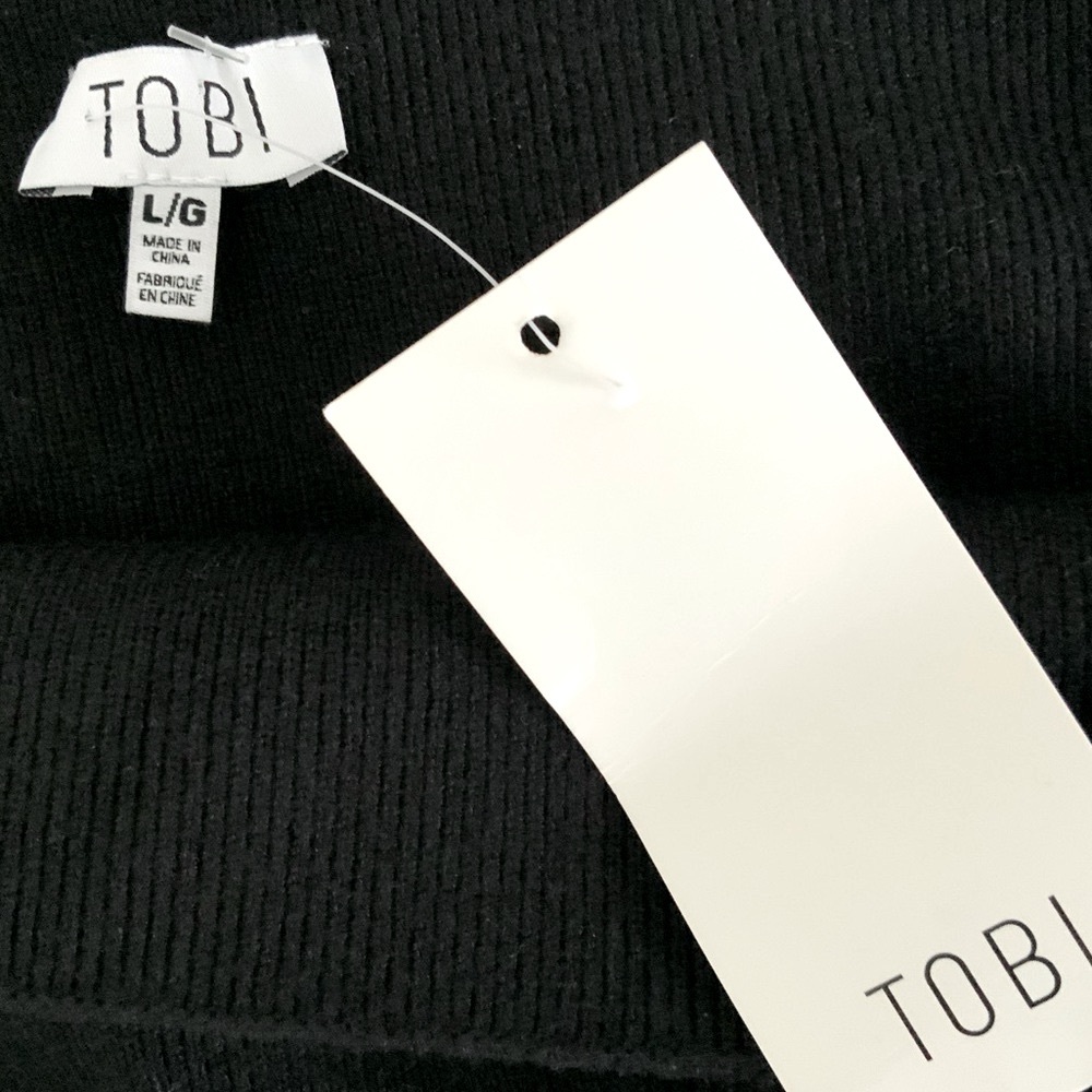 NWT TOBI Olivia Cold Shoulder Sweater Dress Mob Wife LBD Large Black - Picture 8 of 9